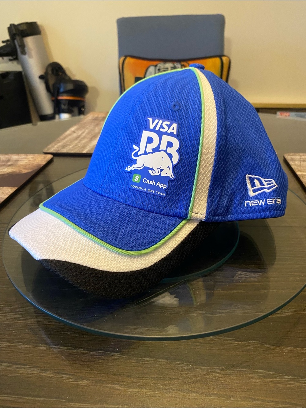 New Era Blue Racing Cap with White, Black & Green Accents